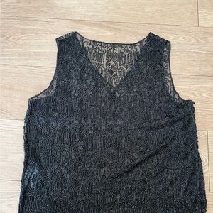 Vintage Ralp Lauren Black Lace Beaded Top